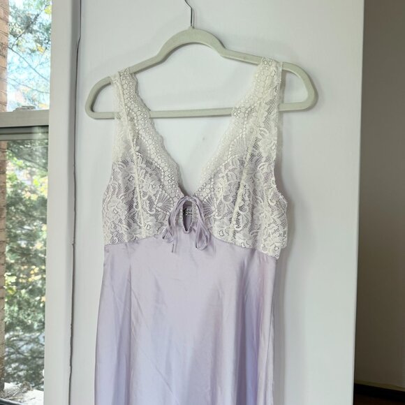 Free People Countryside Maxi Lace Slip Dress Satin Purple Cream Small - Picture 5 of 15